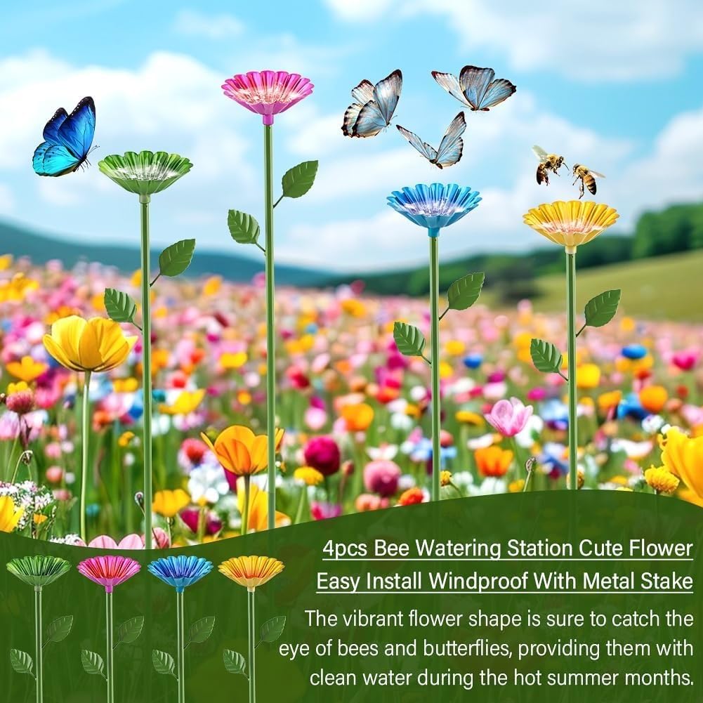 Butterfly Wasserstation, Flower Shaped Bee, 5,6 X 11,9 Cm, Trinkbecher, Sicheres Buntes Design, Einfache Wiederbefüllung, Gartendekoration Für Wegfahrten, Outdoor, Pollinatoren