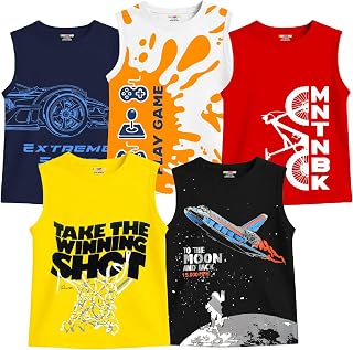 Kuchipoo Boys Sleeveless Regular Fit Cotton T-Shirt Price In India