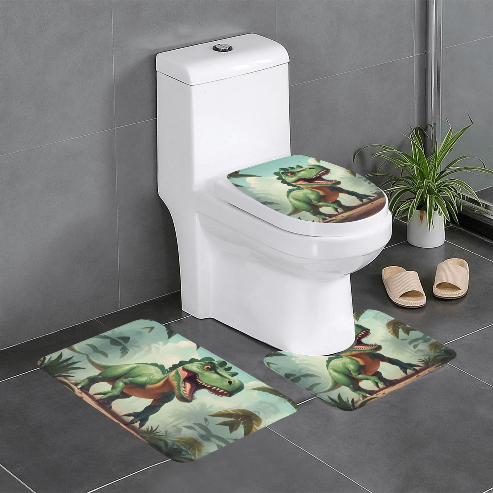 Tapis de salle de bain antidérapant Cloverleaf lot de 3 pièces rectangulaire