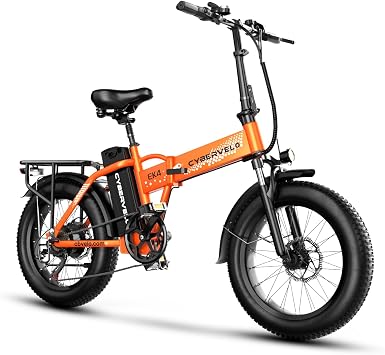Cybervelo 750W Folding Electric Bike, 48V 20.8AH/50AH Large Removable Battery E-Bike, 80 Miles Max Range, 20 Fat Tire Electric Bike for Adults, Adult Electric Bicycles for Commute