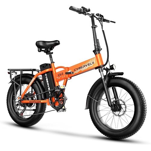 Cybervelo 750W Folding Electric Bike, 48V 20.8AH/50AH Large Removable Battery E-Bike, 80 Miles Max Range, 20" Fat Tire Electric Bike for Adults, Adult Electric Bicycles for Commute