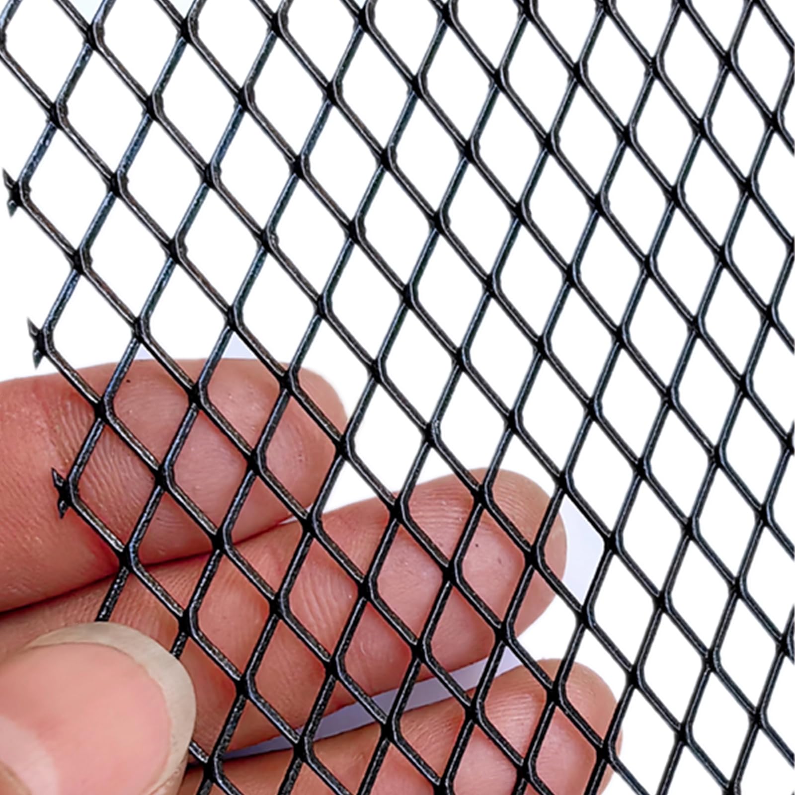 Silver Universal 40"x13" Car Grill Mesh - Aluminum Alloy Automotive Grille Insert Bumper Rhombic Hole (Black 7x12mm)