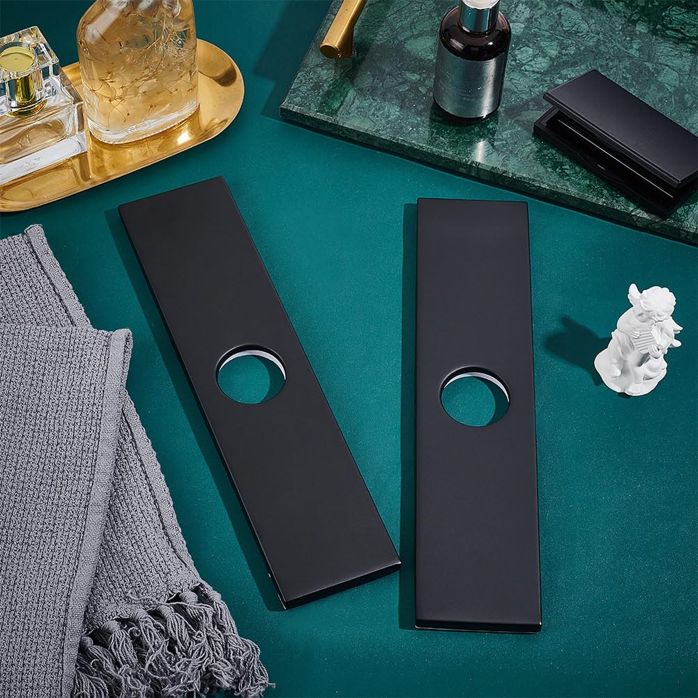 UNICRAFTALE 2 pz Copri Foro per Lavandino In Acciaio Inossidabile Piastra Da 250x60 mm per Vanità Del Bagno Nero 1/3 Fori Kitch Piastra per Rubinetto Rosetta Copertura Rettangolare Piastra