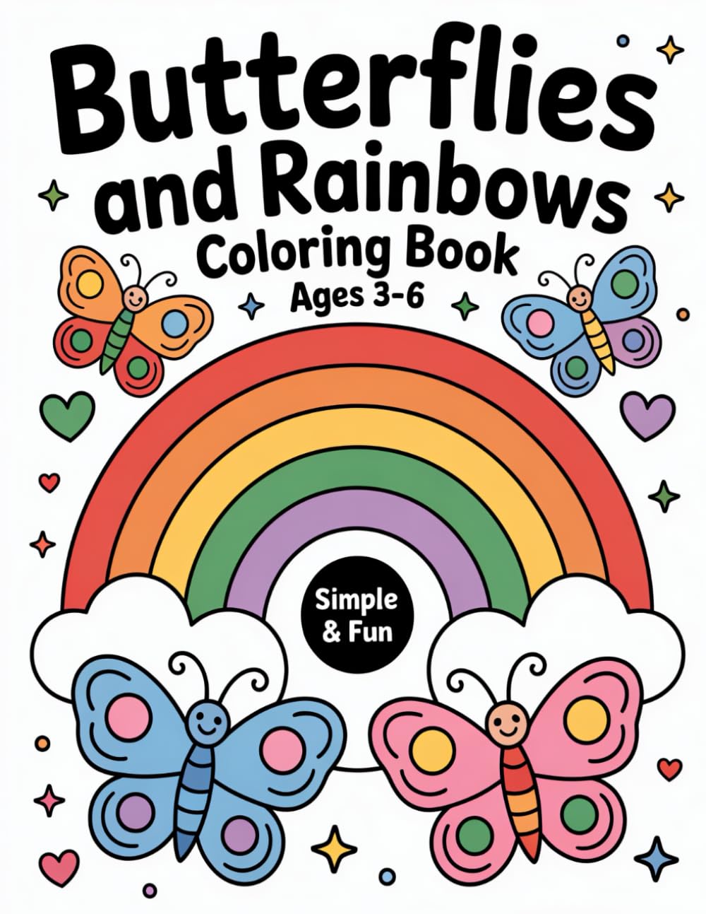 Butterflies And Rainbows Coloring Book: Butterflies And Rainbows Book for Kids ages 3-6