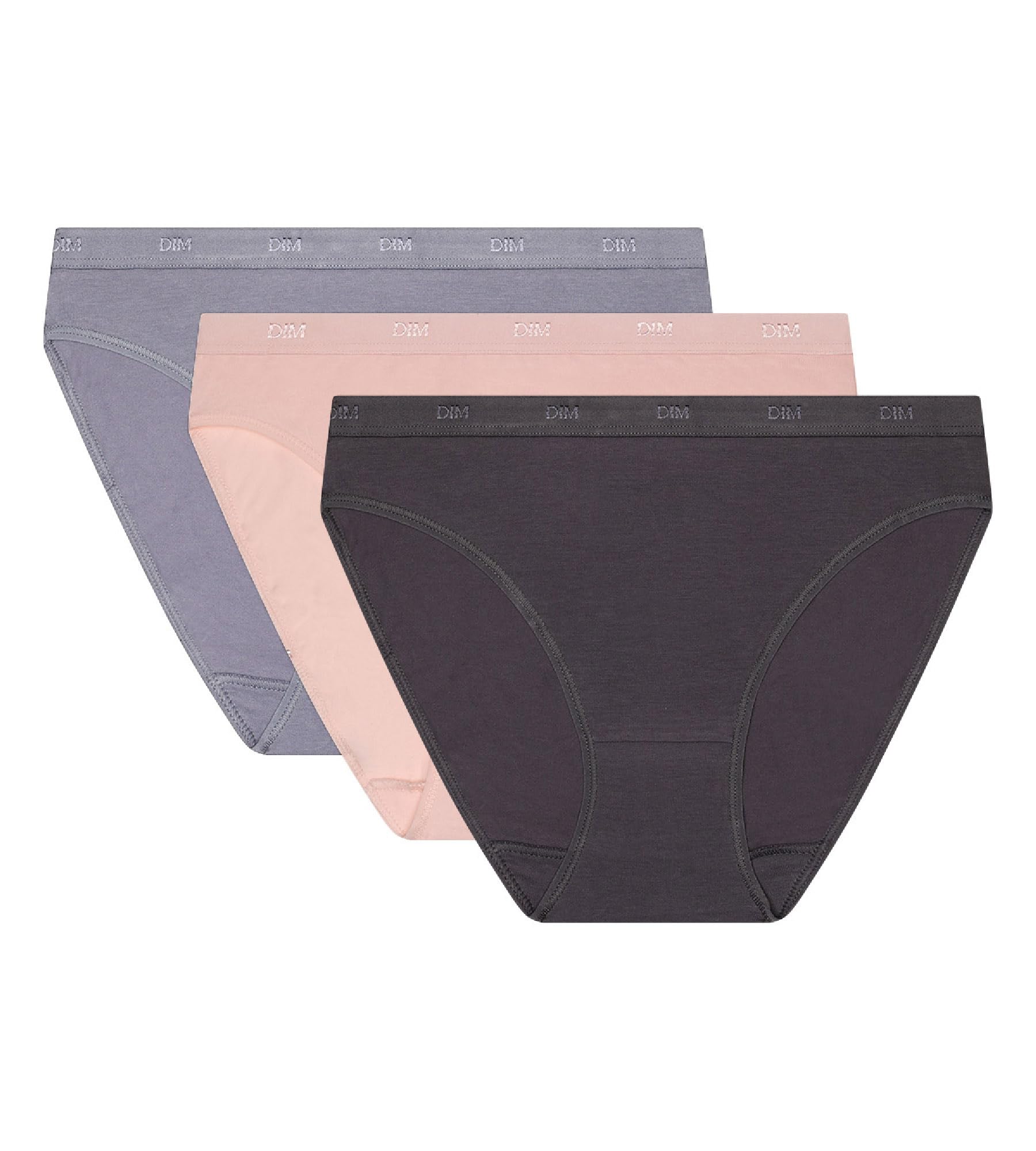 DIM Women's Briefs Set of 3 | Les Pockets Ecodim | Cotton & Elastane | Comfort Belt | Multicoloured | Invisible Under Clothes