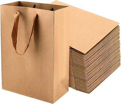 JEUIHAU 30 PCS Kraft Paper Bags, 28 x 20 x 10 cm Paper Bags with Wide Handles, Brown Kraft Gift Bag for Party, Birthday, Wedding and Shopping