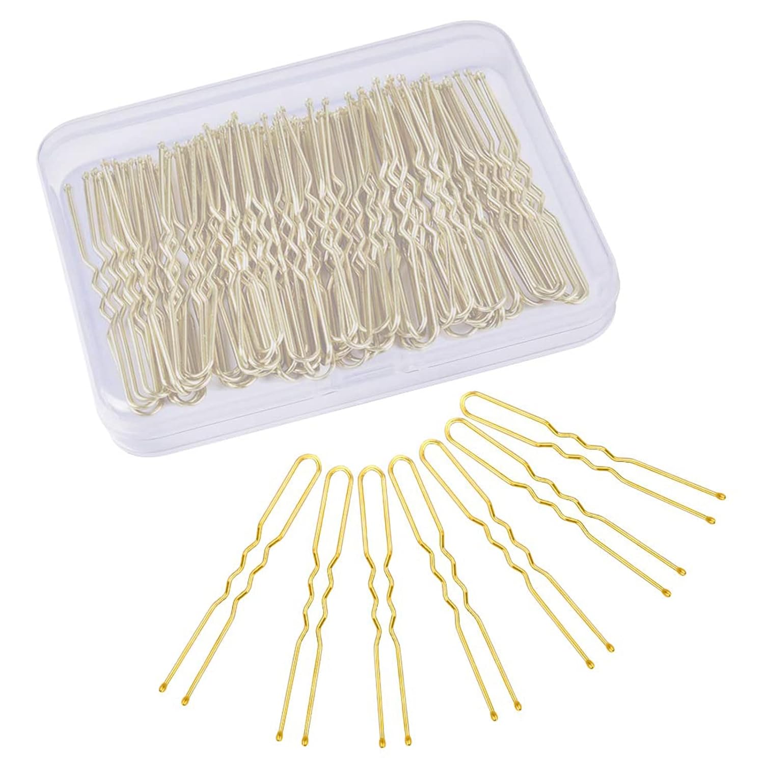 Hair Pins for Women, IKOCO 80pcs 2.75inch U Shaped Hair Pins with Storage Box, Golden