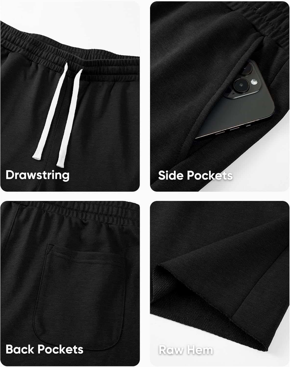 JMIERR 2026 Men's Baggy Sweat Shorts Lightweight Under Knee Casual Raw Hem Drawstring Y2K Shorts Loose Fit Gym Shorts - Image 6