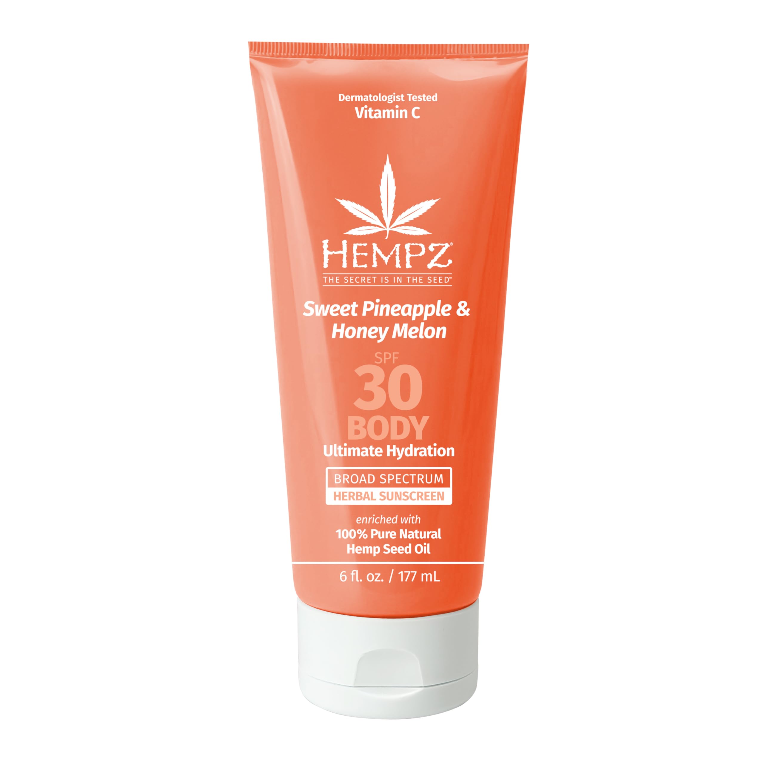 Hempz Daily Body Sunscreen SPF 30 Sweet Pineapple and Honeymelon Reef Safe Vegan Dermatologist Tested 6 oz