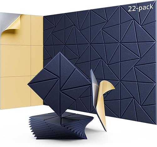 Miniatura 35 de Paquete de 12 paneles acústicos, paneles de espuma a prueba de sonido para paredes, paneles de pared autoadhesivos de alta densidad a prueba de