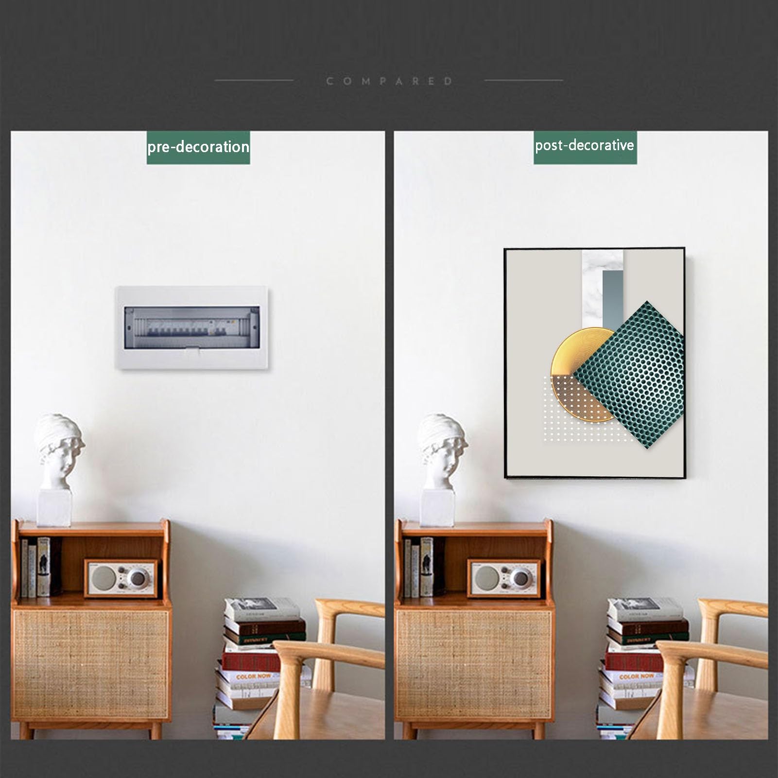 Decorativa Moderna Eléctrica Contadores Estilo Vertical Cubre Cuadro Electrico Tapa Caja Fusibles Armario Pasillo Estudio(D,50x70cm)