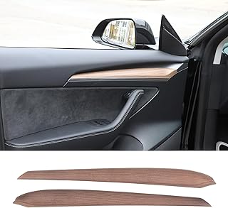 Interior Door Panel Trim Strip Cover for Tesla Model 3 2021-2023/ Gen 2.0, Inner Front Door Panel Strip Cover Trim for Tesla Model Y 2020-2024, Interior Doors 3D Strip Moulding Trim ABS (Wood Grain)