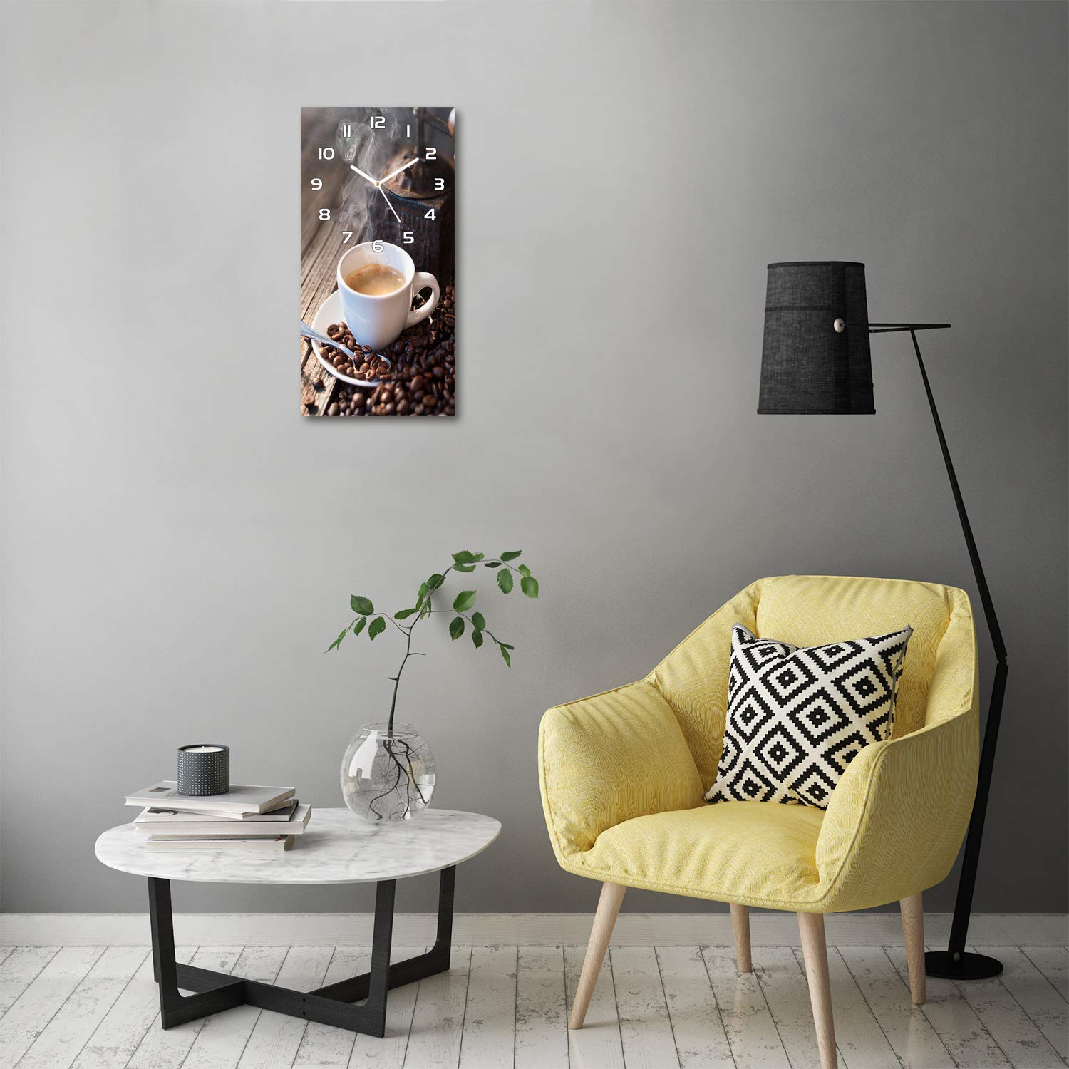 Tulup Orologio Da Parete In Vetro - 30x60cm - Decorativo Bianca - Una tazza di caffè