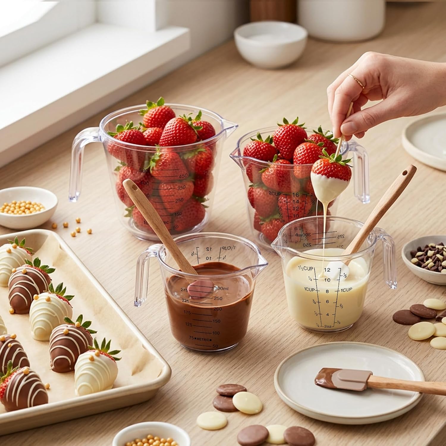 2Pcs 2 Cup Plastic Measuring Cup,Plastic Liquid Measuring Cups for Baking,Cooking,Mixing