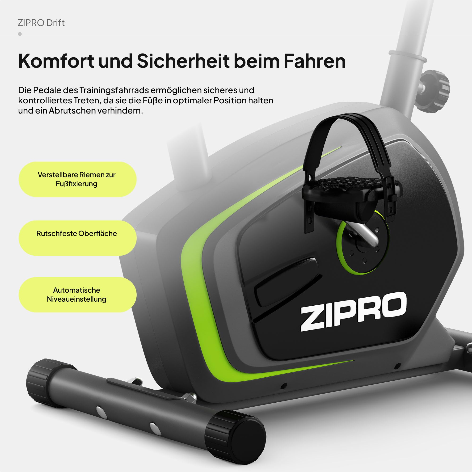 Zipro Heimtrainer Fahrrad Drift, Ergometer Fitnessbikes, Magnetisches Fahrradtrainer, Ergometer Fahrrad bis 120kg, Indoor Bike, Trainingsfahrrad für zuhause, Fahrradergometer Batteriebetrieben