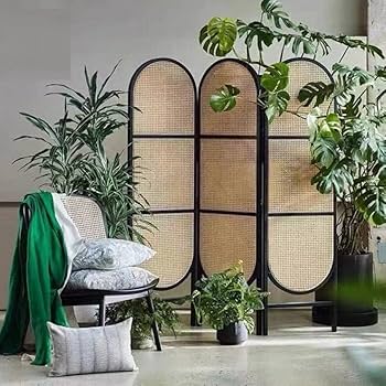 最終❣️衝立　パーテーション　屏風　ラタン　間仕切り目隠しレトロ　木製３連　玄関 71KtsJ4WbwL._AC_UF350,