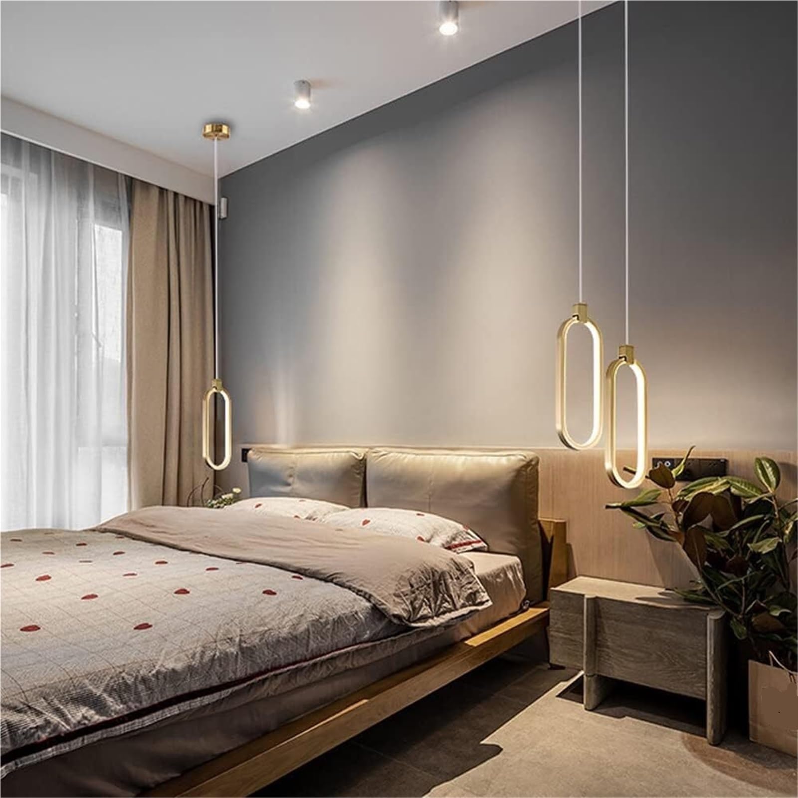 Trójkolorowa mosiężna lampa wisząca z regulowanym zawieszeniem, idealna do sypialni, nocnej lub nowoczesnej dekoracji (złoty 10 cm)
