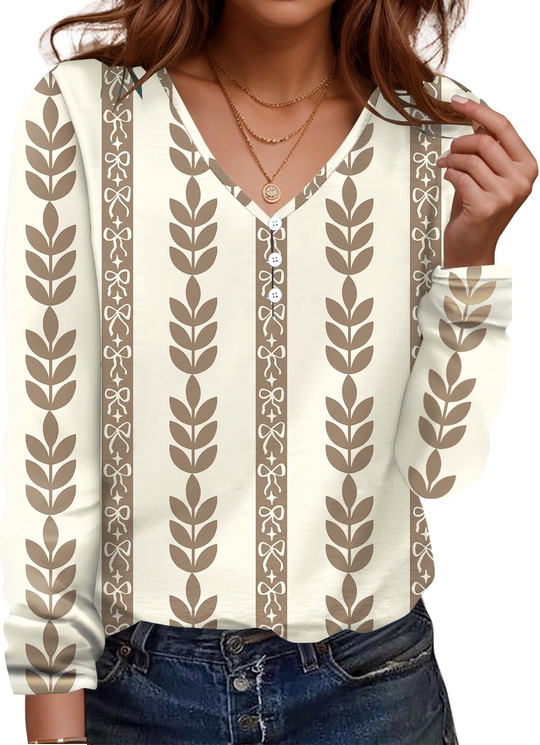 ETCYY NEW Long Sleeve Shirts for Women 2025 Casual Dressy Blouses Fashion Fall Tunic Tops