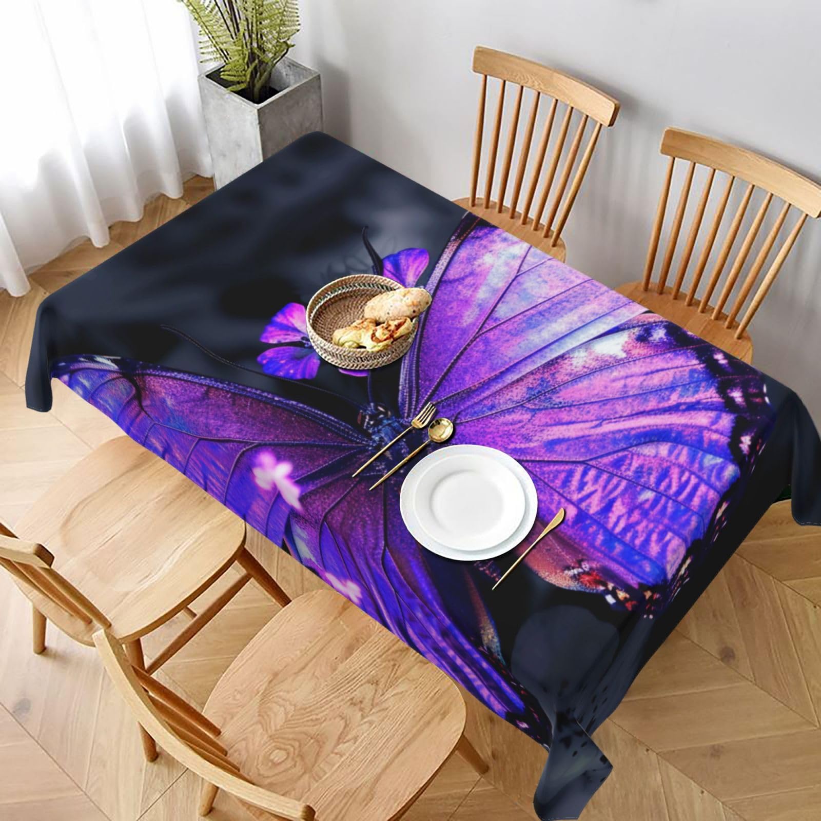 WPKJU Butterfly Printed Tablecloth 60x90 in Water Resistant Table Cover Washable Rectangle Table Cloth for Dining Tables