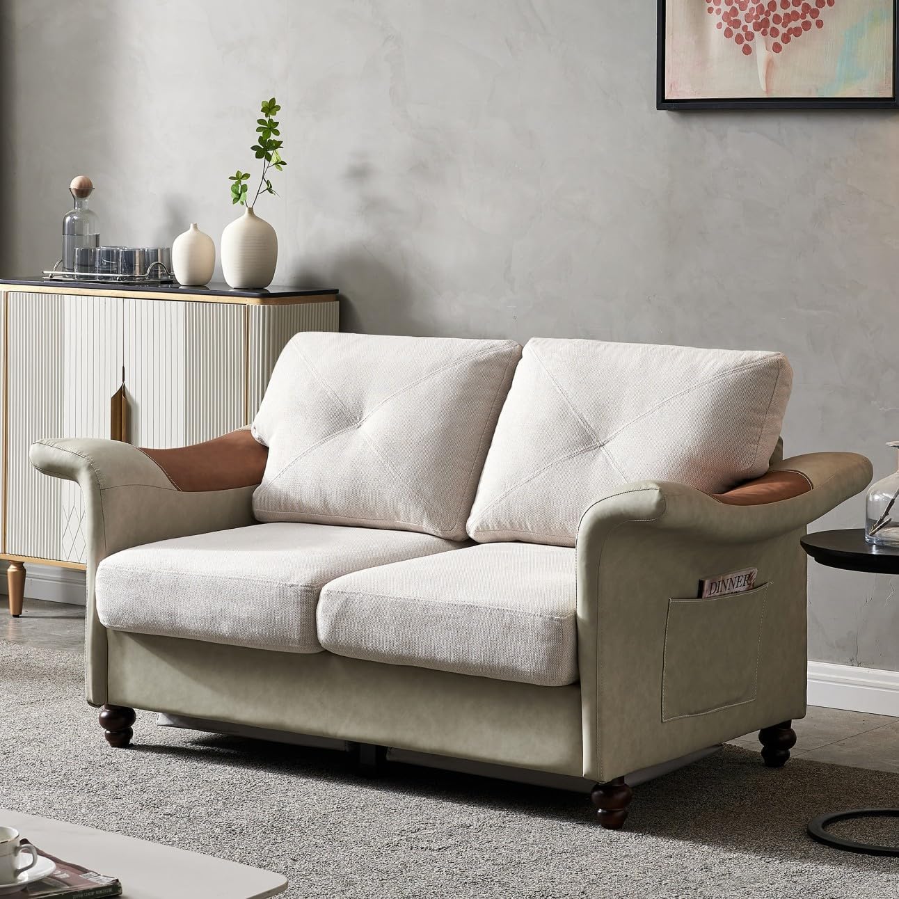 HABITRIO 61.5" Loveseat 2Seater Sofa,Upholstered Linen