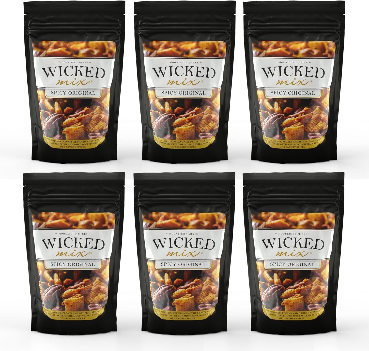 Wicked MixSnack Mix with Mixed Nuts, Sweet and Salty Trail Mix Snack Packs with Almonds, Cashews, Pretzels, Pecans - Healthy Snacks Zero Trans Fat (Original Mix, Pack of 6)