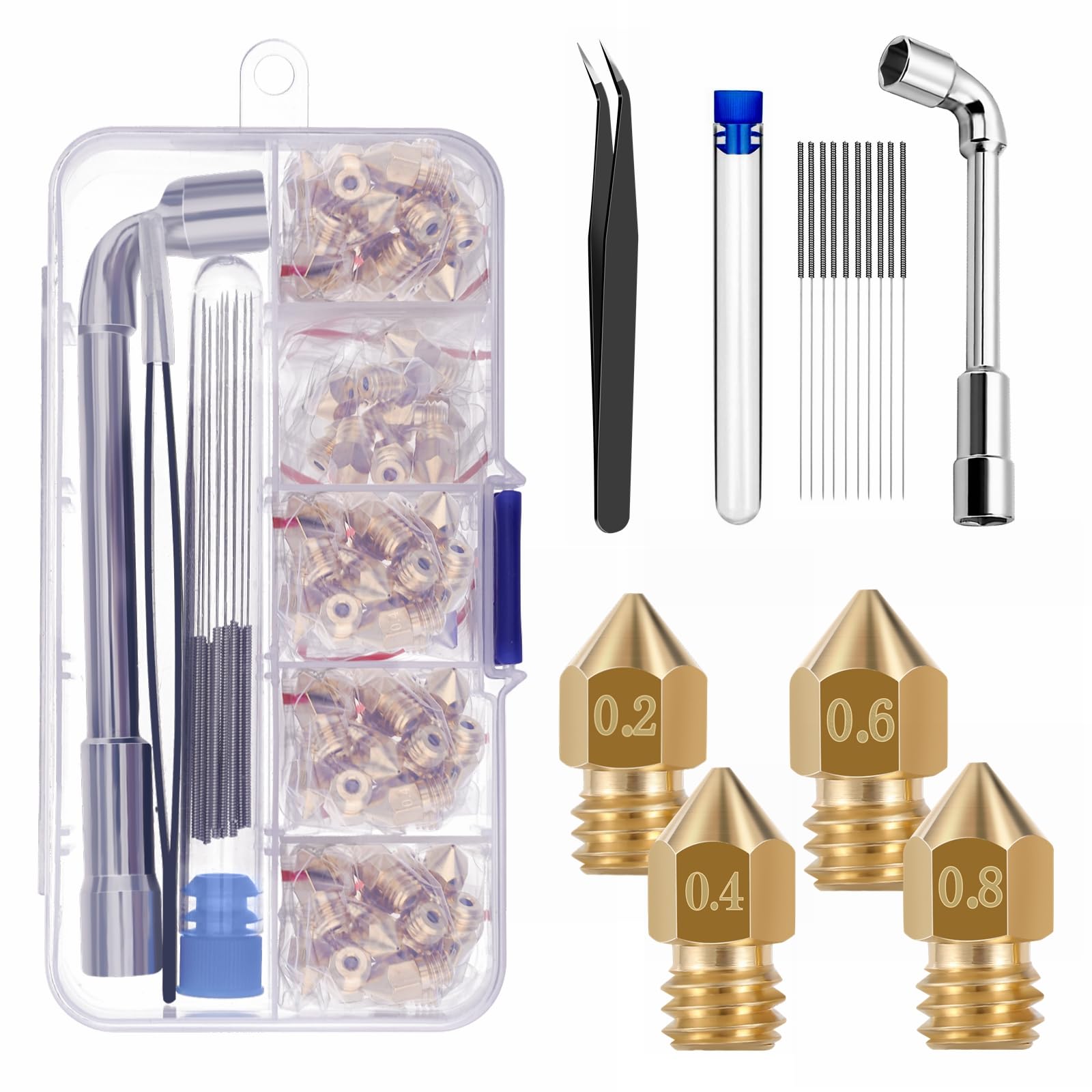 40 sztuk dysz 0,2 mm 0,4 mm 0,6 mm 0,8 mm, mosiężne dysze do drukarki 3D dla Creality Ender 3 V2 /Ender 3/Ender 3 Pro/Ender 3 Max/Ender 5 Pro, Ender 3 S1/Ender 3 Neo/CR 10 Seria...