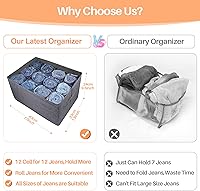 Vista 3 de 4 organizadores de armario y contenedores de almacenamiento para ropa, 12 cajones de celda, caja de almacenamiento de rejilla para jeans