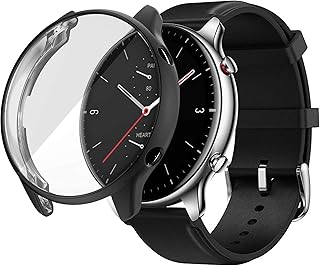 غطاء حماية لشاشة ساعة امازون فيت GTR 2 وGTR 2e، تصميم حماية كامل من البولي يوريثين المقاوم للحرارة والناعم للساعة الذكية امازون فيت GTR 2 وGTR 2e (اسود)، تي بي يو