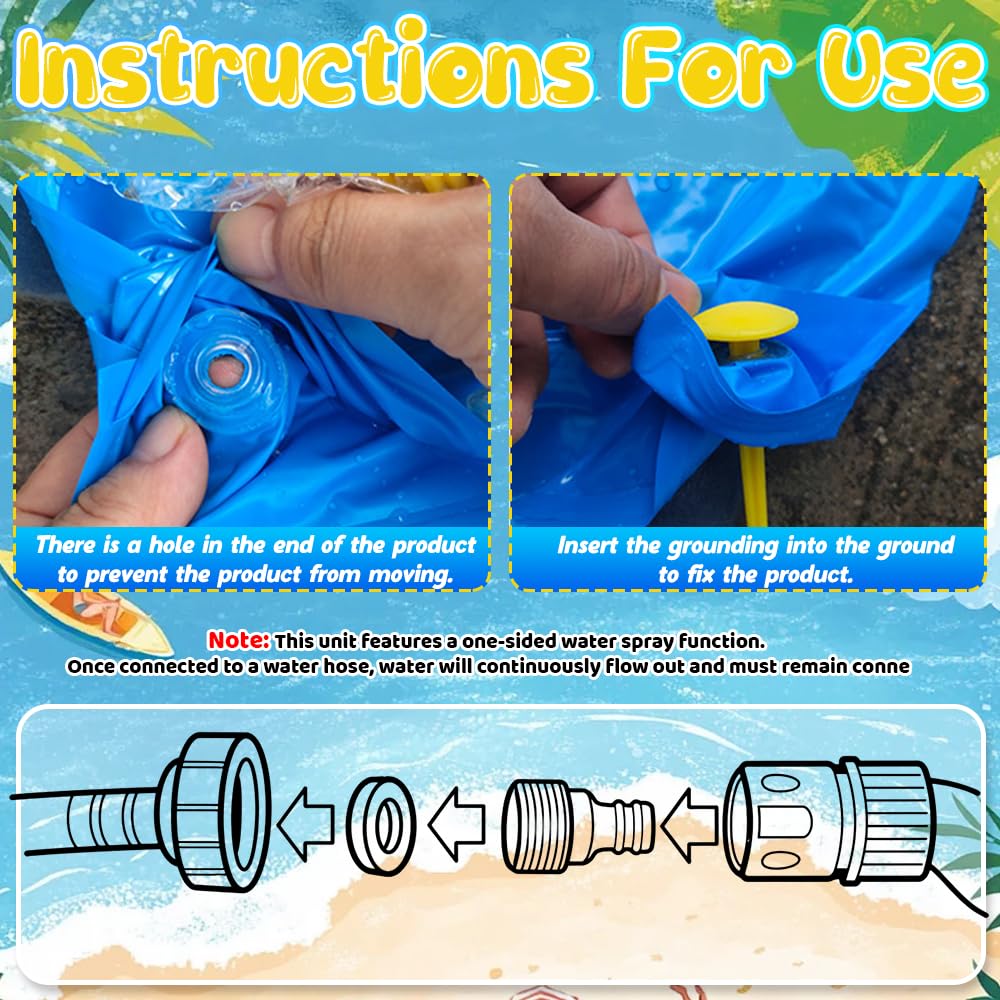 Doppelte Wasserrutsche für Garten 480x140cm mit 2 Bodyboards und Sprinkler