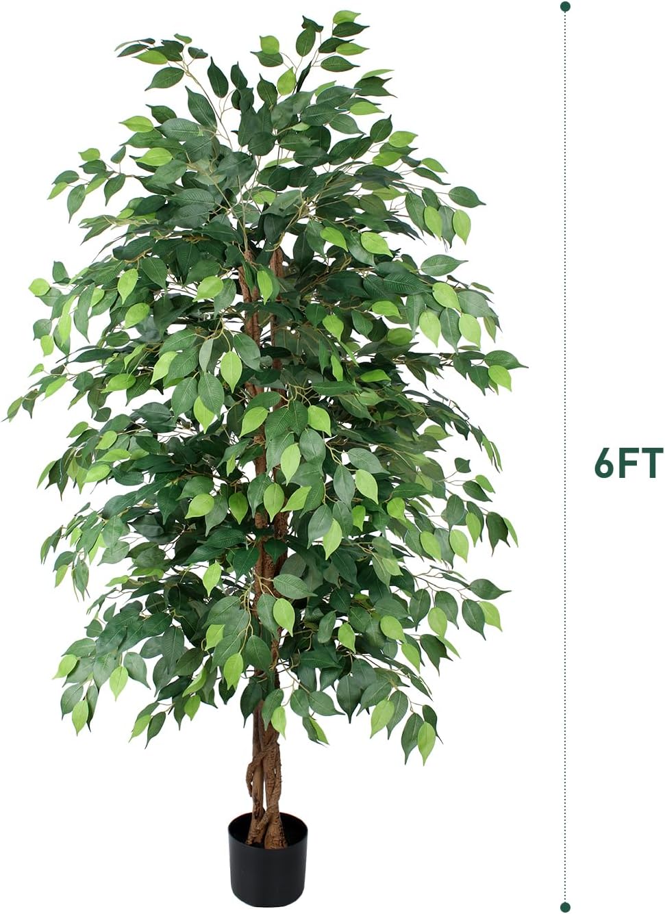 Ficus Tree Artificial 6ft, Tall Fake Tree with Realistic Leaves & Trunk, Artificial Tree for Home Office Living Room Decor Indoor Outdoor. - Image 9