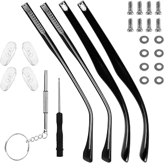 Glasses Arm Replacement, 2 Pairs Black Eyeglass Arms Single Teeth