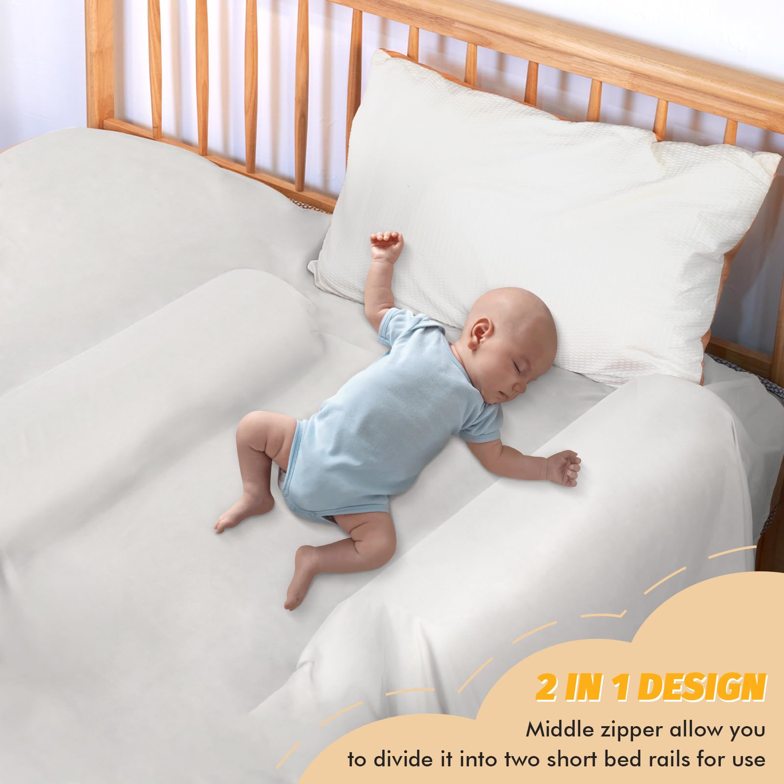 YIHATA 2in1 Sponda Barriera Letto Bambini, Paracolpi Lettino, Sbarra Schiuma Lunga Staccabile in 2 sezioni Utilizzare, Facile da Trasportare per Neonati Anziani Adatto a Tutti i Letti