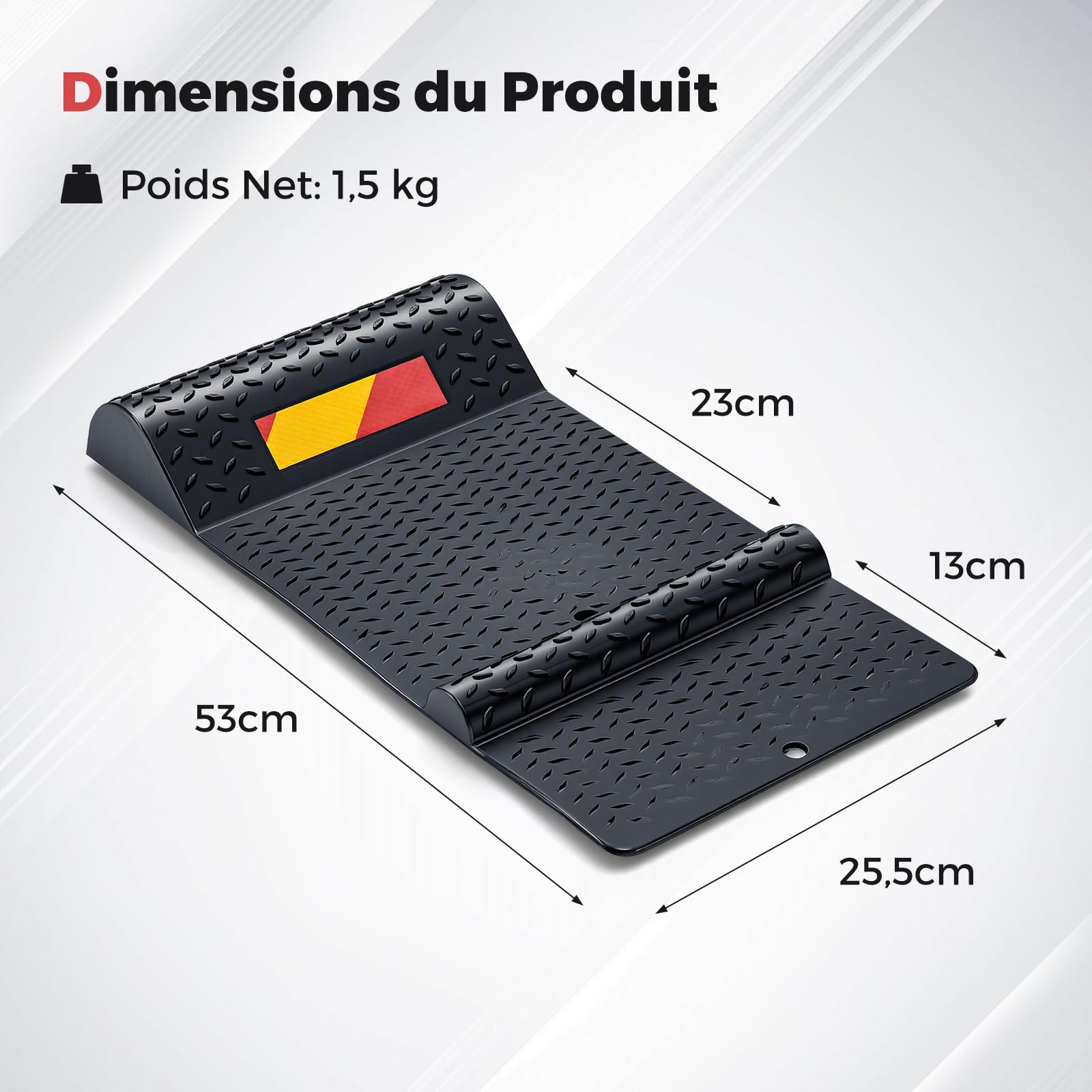 GYMAX Tapis de Stationnement de Voiture, Anti-Glissement et Anti-Recul, avec Bande Réfléchissante, pour Réparation de Voiture, 2 Méthodes de Montage Faciles