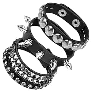 Amazon.com: LLOUSSAK 3 Pcs Punk Rock Studded Bracelet Spiked