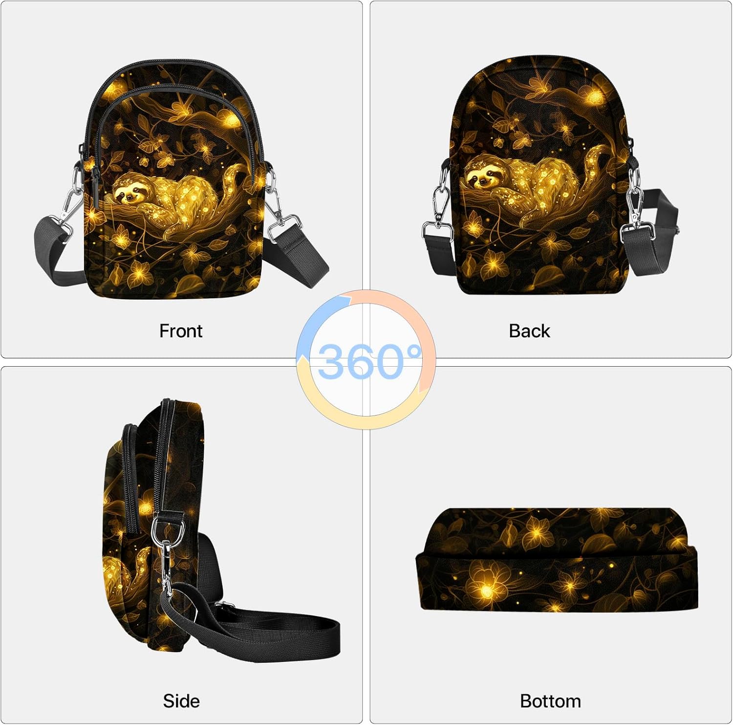 Sloth Crossbody Purse for Women Casual Cell Phone Bag Waterproof Shoulder Bags Travel - Image 6