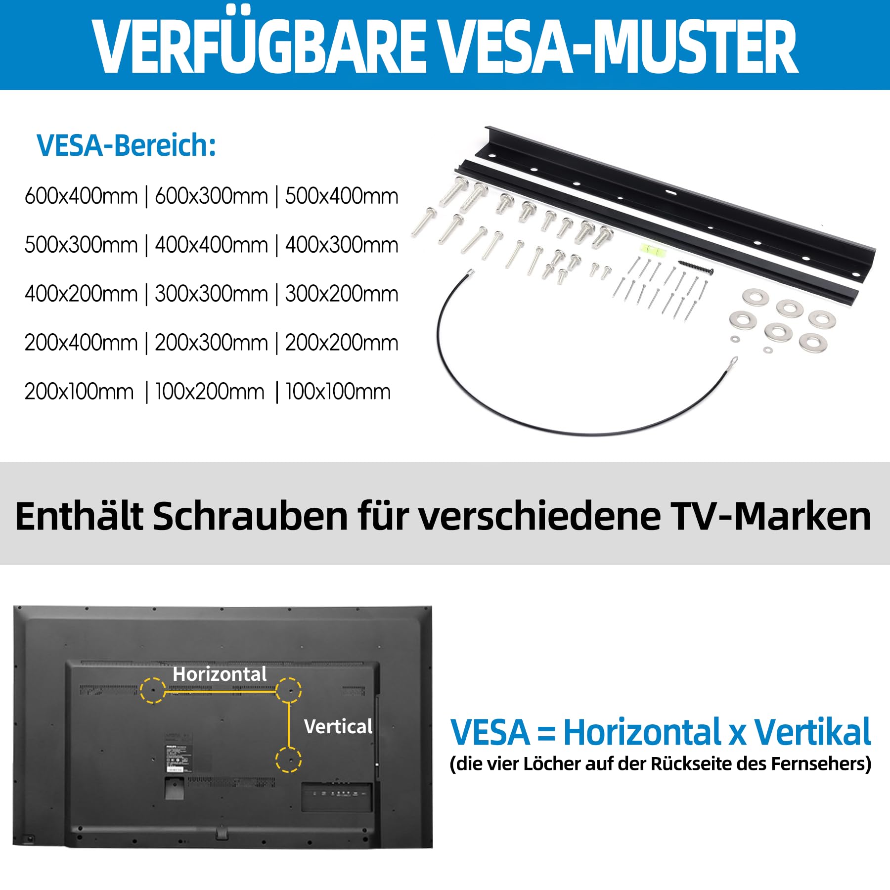 Support Mural TV Antimbee Sans Cheville Pour 32 à 75 Pouces - Universel, Invisible, Max VESA 400x400, Facile à Installer