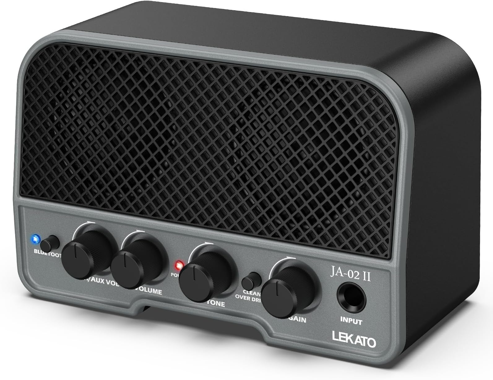 LEKATO JA-02 II Mini Guitar Amp, Dual 5W Portable Battery Powered Electric Guitar Amplifier with CLEAN/OVERDRIVER Effects Bluetooth 5.0 Practice Small Amp for Daily Practice and Music Parties (Black)