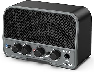 LEKATO 5W Mini Gitarrenverstärker JA-02 II, Tragbarer & Wiederaufladbarer E-Gitarrenverstärker Übungsverstärker mit Clean/Overdrive, Bluetooth 5.0, Kopfhörerausgang – Ideal für E-Gitarre (Schwarz)