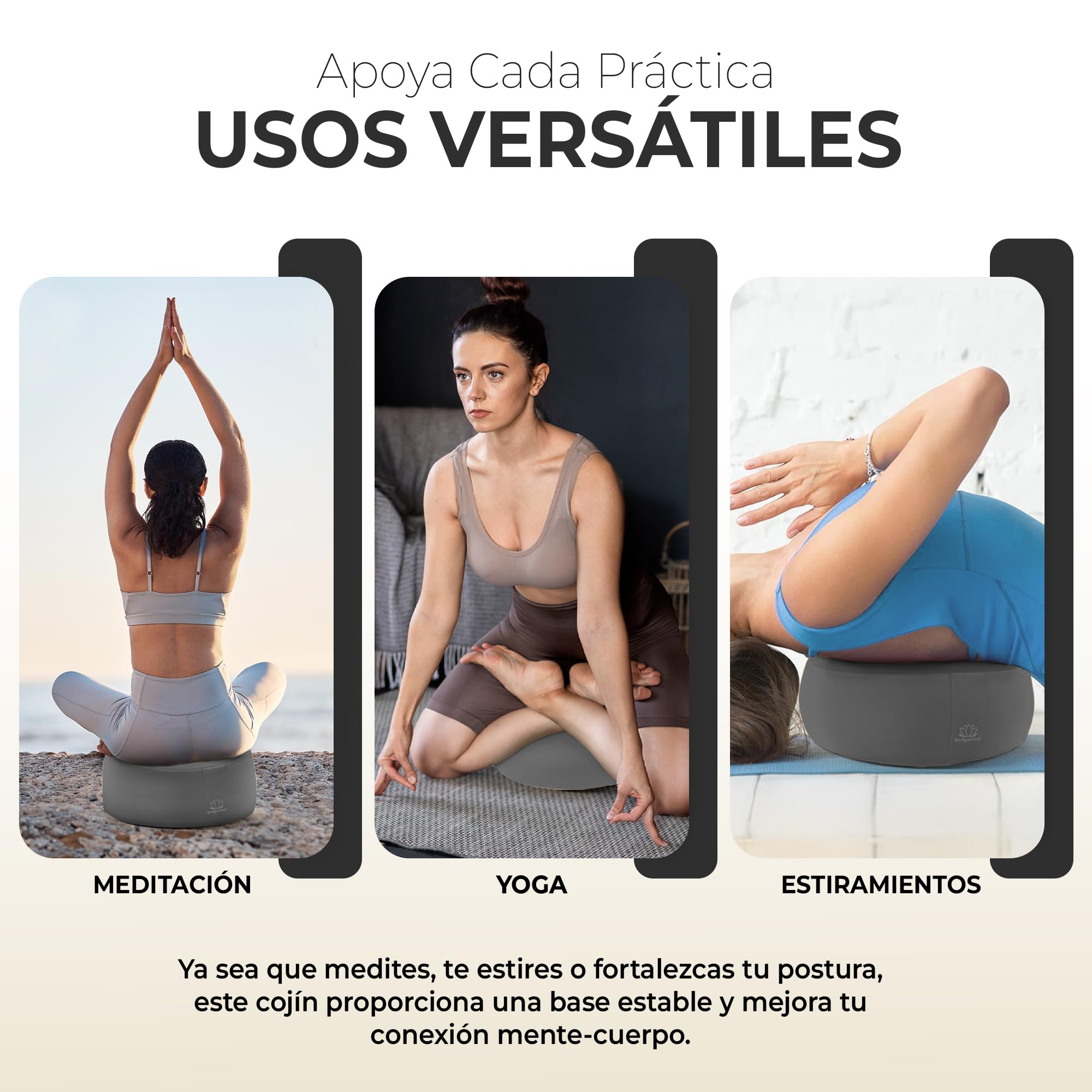 Body & Mind Cojín de Yoga Cojín de meditación Cojín de Asiento de Suelo para meditación y Yoga; Funda Lavable y Relleno Transpirable de Primera Calidad; Altura del Asiento de 19 cm