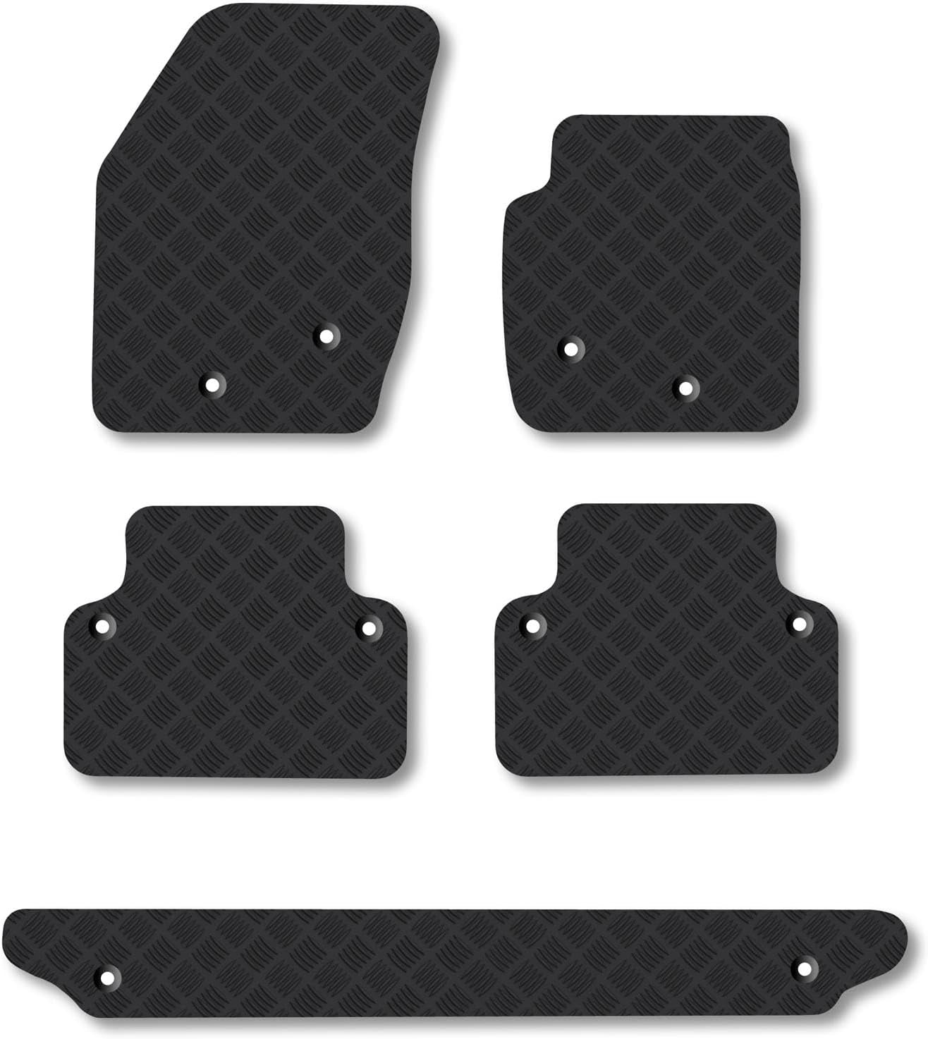 Volvo XC90 (2002-2014) Rubber Car Mats Accessories Tailored Fit Compatible Accessory Waterproof Protection Non-Slip Floor Mats Full Coverage Durable Front Rear Set Coverage with Clips
