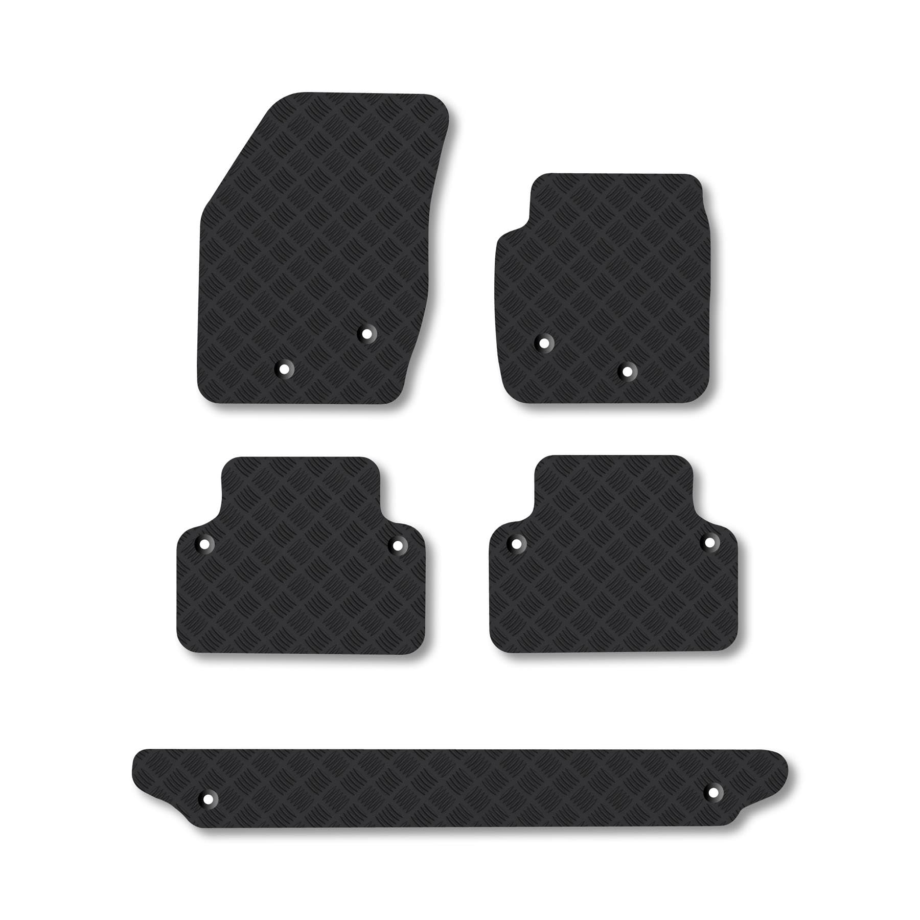 Volvo XC90 (2002-2014) Rubber Car Mats Accessories Tailored Fit Compatible Accessory Waterproof Protection Non-Slip Floor Mats Full Coverage Durable Front Rear Set Coverage with Clips