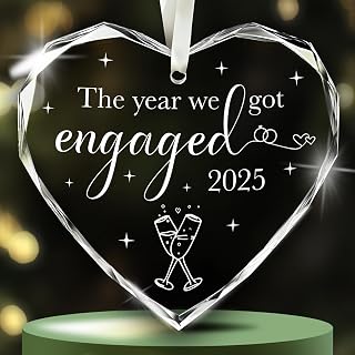 NewEleven Engagement Gifts for Couples 2025 - First Christmas Engaged Gifts for Her - Engagement Gift for Newly Engaged Couples, Her, Women, Friends, Bride to Be Gift, Glass Christmas Ornaments