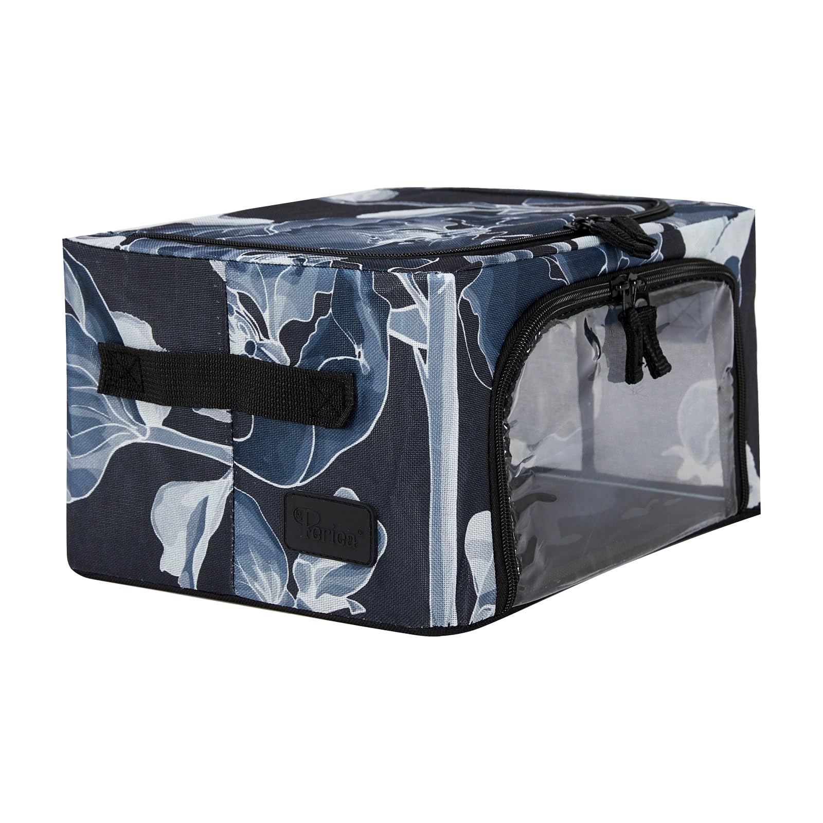 Periea ‘Beau’ Folding Collapsible Stackable Fabric Home Storage Boxes with Steel Frames (Black Grey Floral, Large) — view 97