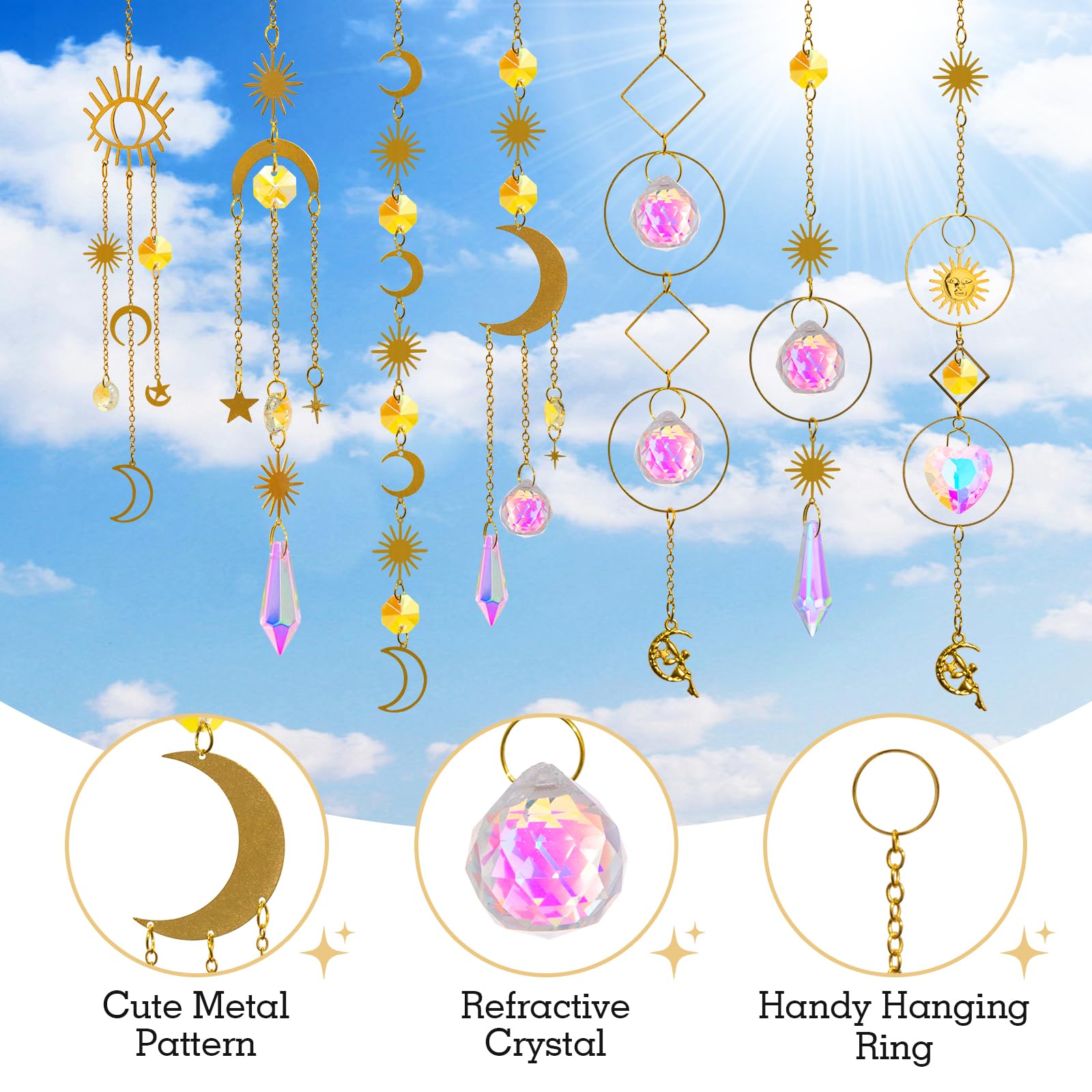 Lot De 8 Attrape-soleil Colorés Pour Fenêtre D'intérieur