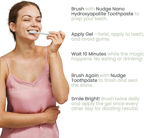 Miniatura 4 de Nudge Advanced - Bolígrafo de gel para blanquear los dientes, 0.1 fl oz, potente blanqueamiento, fortalecimiento del esmalte, fórmula amigable con