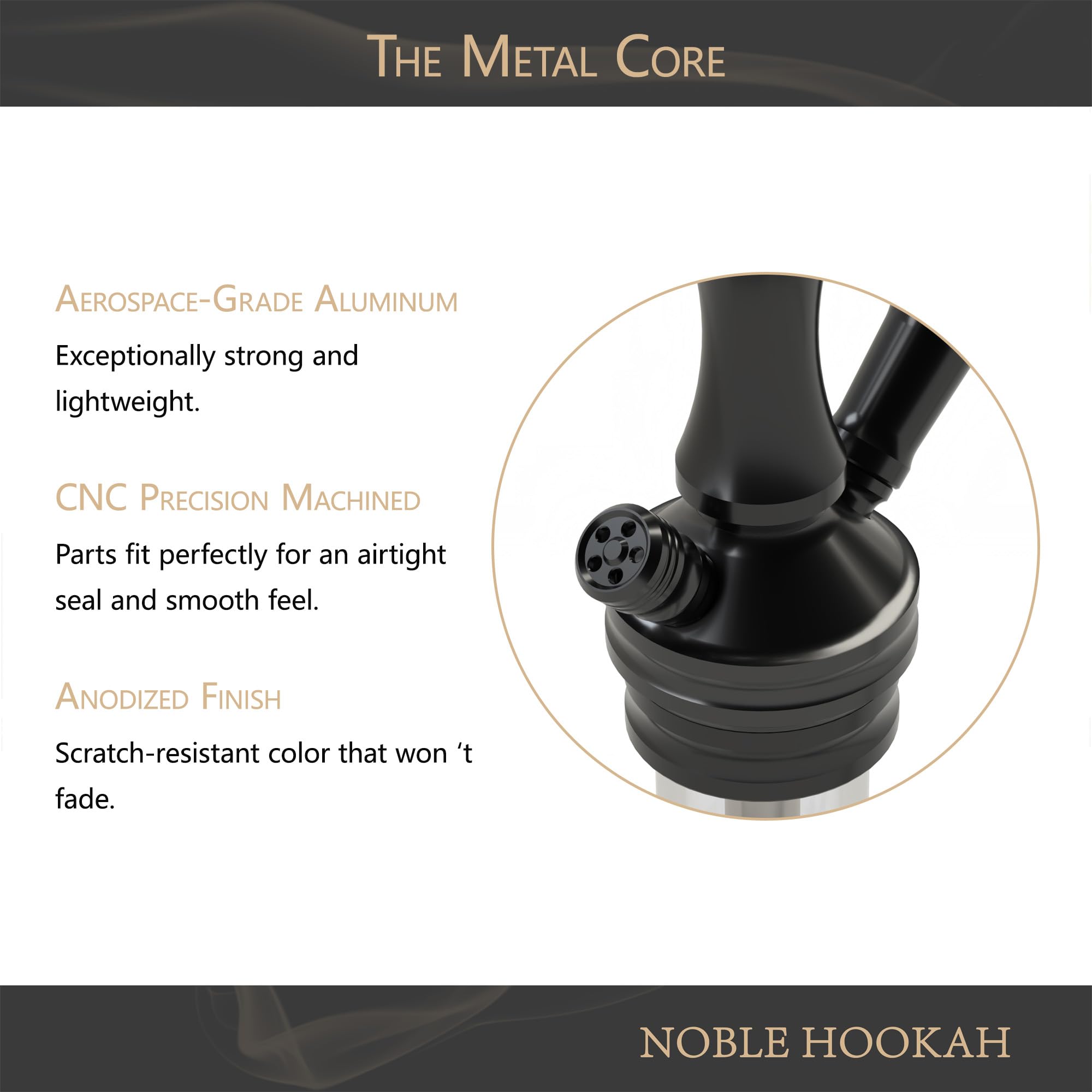 NOBLE HOOKAH XL Set de Shisha con 1 conexión y accesorios completos para Cachimba: Cabezal de Shisha, Elegante jarrón de vidrio, Recipiente para recoger melaza, 1 manguera y asa (Negro)