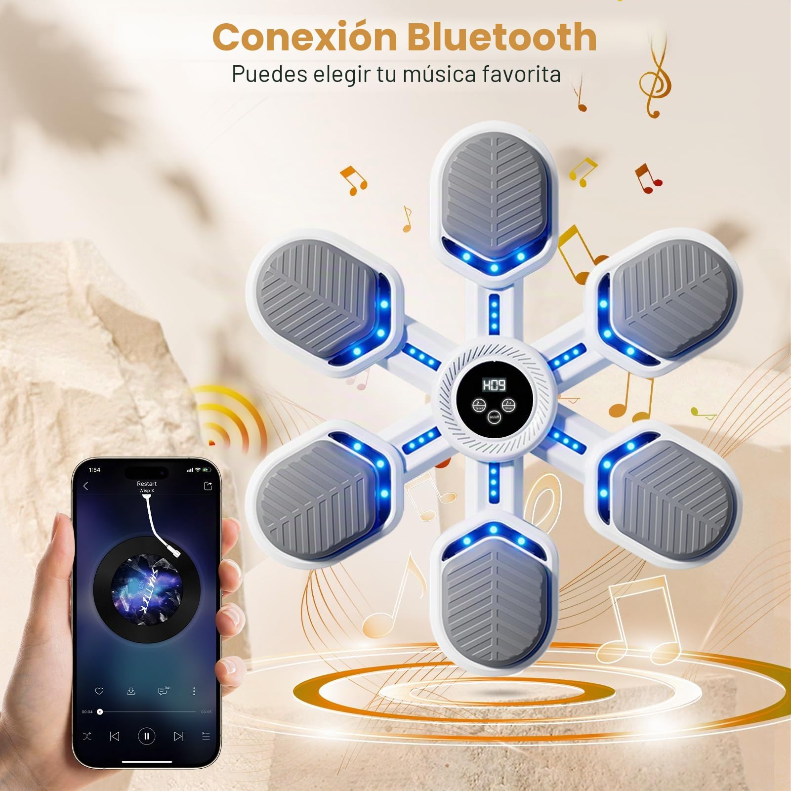 Music Boxing Machine - Máquina electrónica de Boxeo Bluetooth con música, con Guantes de Boxeo, 11 velocidades Ajustables y Modo de conteo