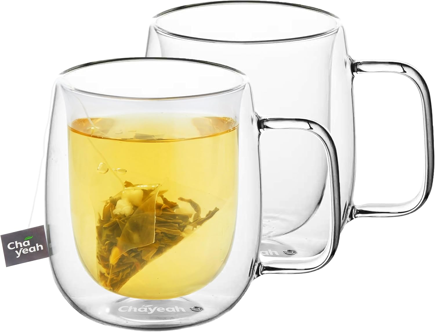 Double Wall Glasses, 12 OZ Insulated Cups with Handle, Perfect for Tea, Coffee, Water, and More (Set of 2)