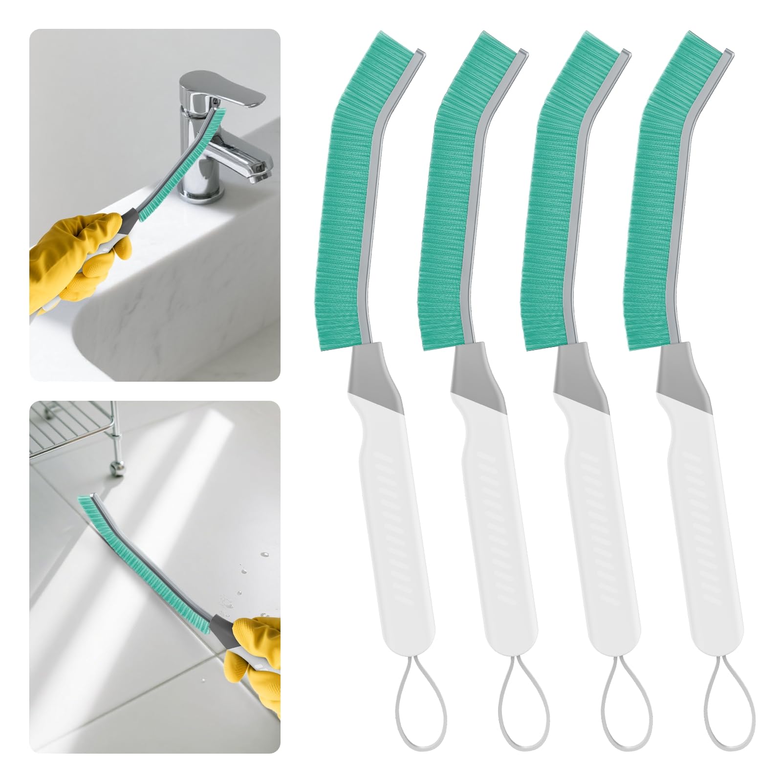 Lot De 4 Brosse Nettoyage Détails – Poils Durs Pour Joints, Carrelage, Cuisine, Salle De Bain, Toilettes, Fenêtres, Bleu Lichen