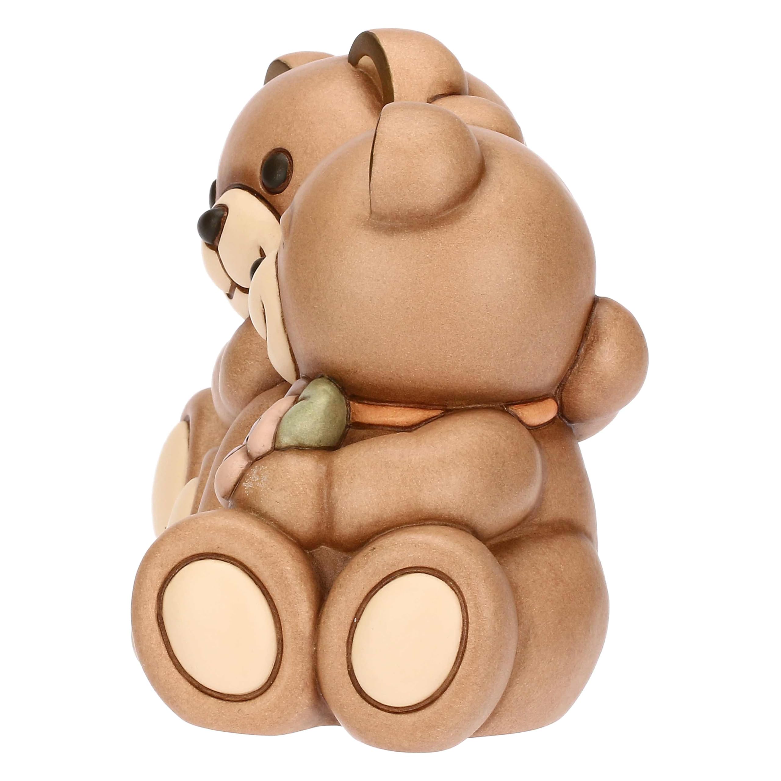 Coppia Teddy primavera in ceramica con fiore